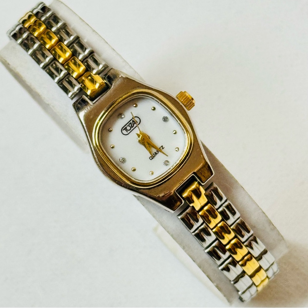 Vintage Tozai Women's Two Tone Silver Gold Dress Bracelet Watch 804251